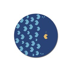 Blue Fish Sea Beach Swim Yellow Predator Water Magnet 3  (round) by Mariart