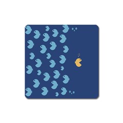 Blue Fish Sea Beach Swim Yellow Predator Water Square Magnet by Mariart