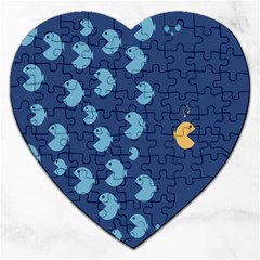 Blue Fish Sea Beach Swim Yellow Predator Water Jigsaw Puzzle (Heart)