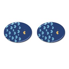 Blue Fish Sea Beach Swim Yellow Predator Water Cufflinks (oval) by Mariart