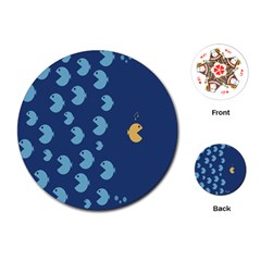 Blue Fish Sea Beach Swim Yellow Predator Water Playing Cards (Round) 