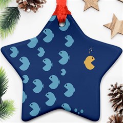 Blue Fish Sea Beach Swim Yellow Predator Water Star Ornament (two Sides) by Mariart