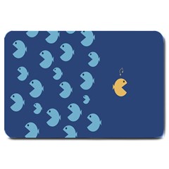 Blue Fish Sea Beach Swim Yellow Predator Water Large Doormat  by Mariart