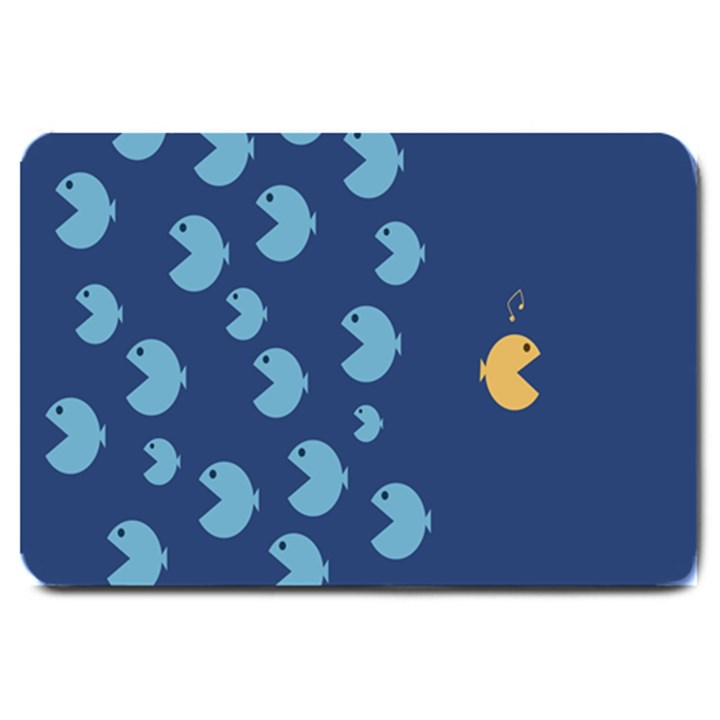 Blue Fish Sea Beach Swim Yellow Predator Water Large Doormat 