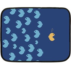 Blue Fish Sea Beach Swim Yellow Predator Water Fleece Blanket (mini)