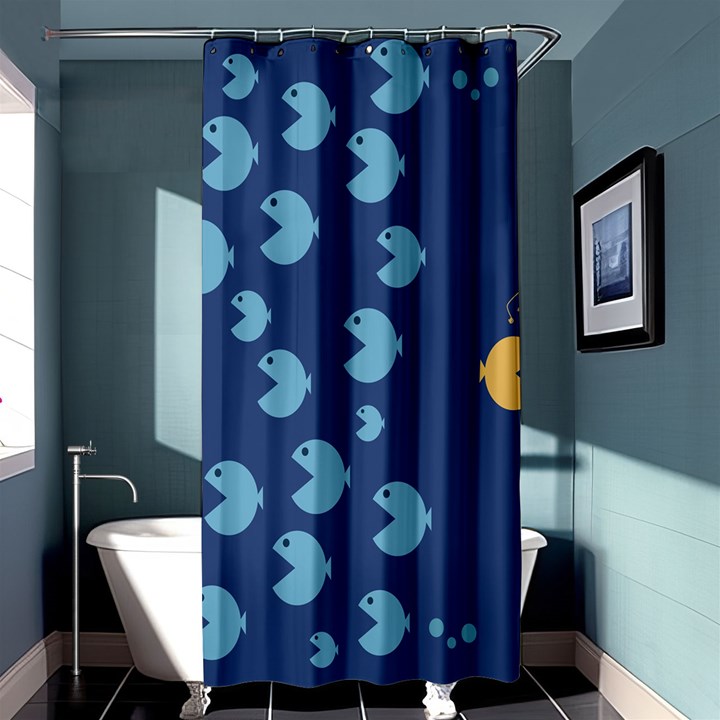 Blue Fish Sea Beach Swim Yellow Predator Water Shower Curtain 36  x 72  (Stall) 