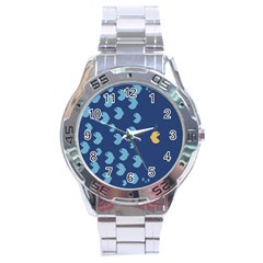 Blue Fish Sea Beach Swim Yellow Predator Water Stainless Steel Analogue Watch by Mariart