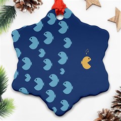 Blue Fish Sea Beach Swim Yellow Predator Water Ornament (snowflake) by Mariart