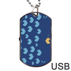 Blue Fish Sea Beach Swim Yellow Predator Water Dog Tag Usb Flash (one Side) by Mariart