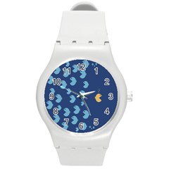 Blue Fish Sea Beach Swim Yellow Predator Water Round Plastic Sport Watch (M)