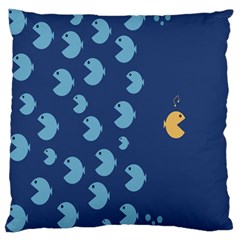 Blue Fish Sea Beach Swim Yellow Predator Water Large Cushion Case (one Side) by Mariart