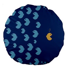 Blue Fish Sea Beach Swim Yellow Predator Water Large 18  Premium Round Cushions by Mariart