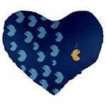 Blue Fish Sea Beach Swim Yellow Predator Water Large 19  Premium Flano Heart Shape Cushions Front