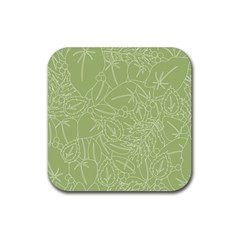 Blender Greenery Leaf Green Rubber Coaster (square)  by Mariart