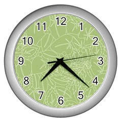 Blender Greenery Leaf Green Wall Clocks (silver)  by Mariart