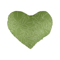 Blender Greenery Leaf Green Standard 16  Premium Heart Shape Cushions by Mariart