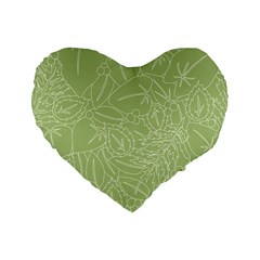 Blender Greenery Leaf Green Standard 16  Premium Flano Heart Shape Cushions by Mariart