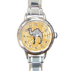 Animals Camel Animals Deserts Yellow Round Italian Charm Watch by Mariart