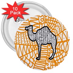 Animals Camel Animals Deserts Yellow 3  Buttons (10 Pack)  by Mariart