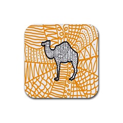 Animals Camel Animals Deserts Yellow Rubber Coaster (square)  by Mariart