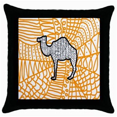 Animals Camel Animals Deserts Yellow Throw Pillow Case (black) by Mariart