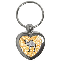 Animals Camel Animals Deserts Yellow Key Chains (heart)  by Mariart