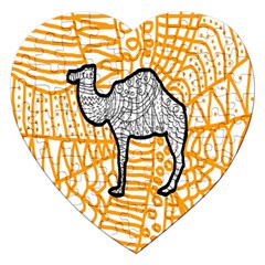 Animals Camel Animals Deserts Yellow Jigsaw Puzzle (heart) by Mariart