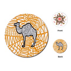 Animals Camel Animals Deserts Yellow Playing Cards (round)  by Mariart