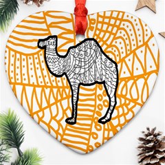 Animals Camel Animals Deserts Yellow Heart Ornament (two Sides) by Mariart