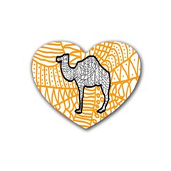 Animals Camel Animals Deserts Yellow Heart Coaster (4 Pack)  by Mariart