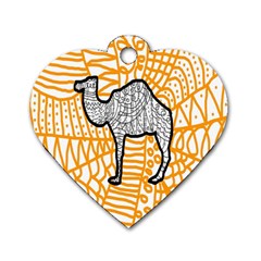 Animals Camel Animals Deserts Yellow Dog Tag Heart (one Side) by Mariart