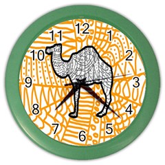 Animals Camel Animals Deserts Yellow Color Wall Clocks by Mariart