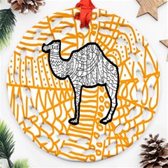 Animals Camel Animals Deserts Yellow Ornament (round Filigree) by Mariart