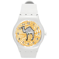 Animals Camel Animals Deserts Yellow Round Plastic Sport Watch (m) by Mariart