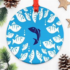 Blue Fish Tuna Sea Beach Swim White Predator Water Ornament (round) by Mariart