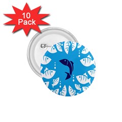 Blue Fish Tuna Sea Beach Swim White Predator Water 1 75  Buttons (10 Pack) by Mariart