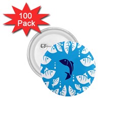 Blue Fish Tuna Sea Beach Swim White Predator Water 1 75  Buttons (100 Pack)  by Mariart