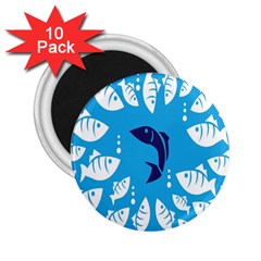 Blue Fish Tuna Sea Beach Swim White Predator Water 2 25  Magnets (10 Pack)  by Mariart