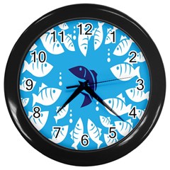 Blue Fish Tuna Sea Beach Swim White Predator Water Wall Clocks (black)