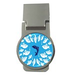 Blue Fish Tuna Sea Beach Swim White Predator Water Money Clips (Round)  Front