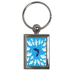 Blue Fish Tuna Sea Beach Swim White Predator Water Key Chains (rectangle)  by Mariart