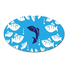 Blue Fish Tuna Sea Beach Swim White Predator Water Oval Magnet by Mariart