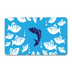 Blue Fish Tuna Sea Beach Swim White Predator Water Magnet (rectangular) by Mariart