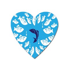 Blue Fish Tuna Sea Beach Swim White Predator Water Heart Magnet by Mariart