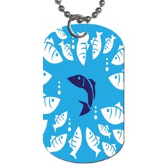 Blue Fish Tuna Sea Beach Swim White Predator Water Dog Tag (one Side) by Mariart