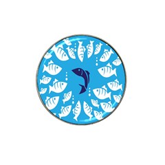 Blue Fish Tuna Sea Beach Swim White Predator Water Hat Clip Ball Marker (4 Pack)