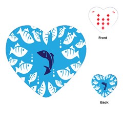 Blue Fish Tuna Sea Beach Swim White Predator Water Playing Cards (heart) 