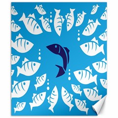 Blue Fish Tuna Sea Beach Swim White Predator Water Canvas 8  X 10  by Mariart