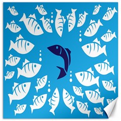 Blue Fish Tuna Sea Beach Swim White Predator Water Canvas 20  X 20   by Mariart