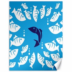 Blue Fish Tuna Sea Beach Swim White Predator Water Canvas 18  X 24   by Mariart